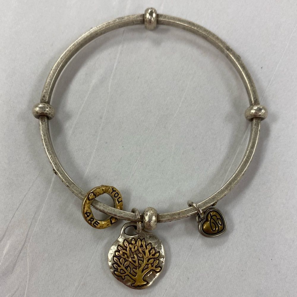Brighton YOU ARE Loved,‎ Cherished Art & Soul Charm Silver Bangle Bracelet